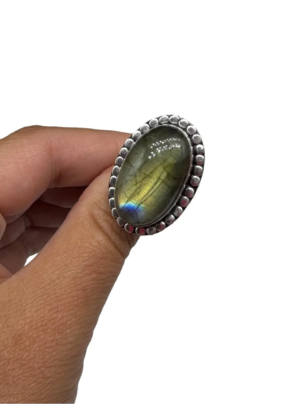 Labradorite Ring Size 10 925 Sterling Silver Overlay